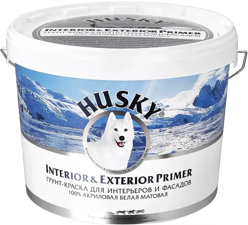 Грунт краска для интерьеров и фасадов husky interior exterior primer 10л