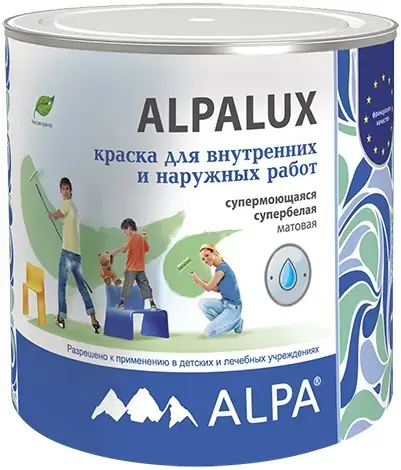 Alpa Alpalux краска акриловая для стен и потолков супербелая (1.812 л) бесцветная