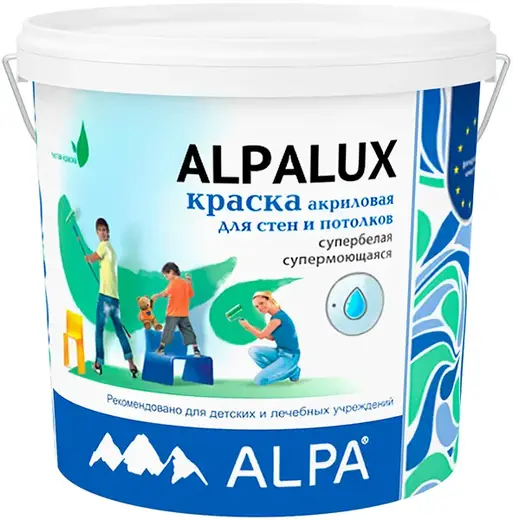 Alpa Alpalux краска акриловая для стен и потолков супербелая (9.06 л) бесцветная