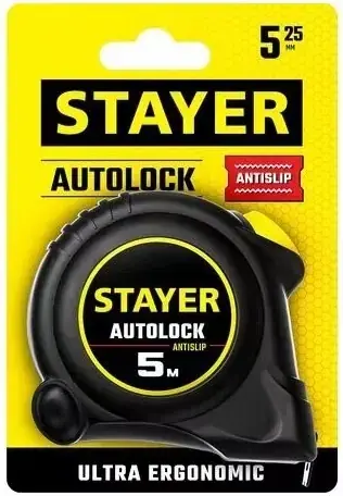 Stayer Auto Lock рулетка с автостопом (5 м*25 мм)