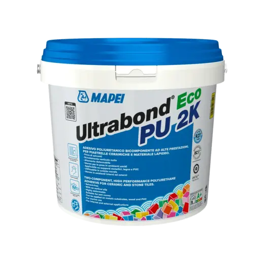 Mapei Ultrabond Eco PU 2K 2-комп тиксотропный полиуретановый клей (5 кг (1 ведро * 4.4 кг + 1 ведро * 0.6 кг) серый (компонент А), темный (компонент B