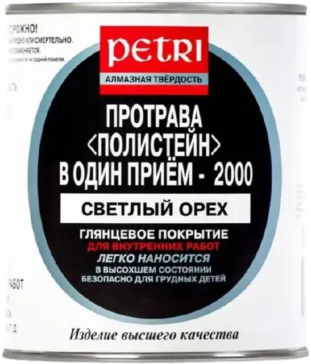 Петри Полистейн в Один Прием - 2000 полиуретановый цветной лак протрава (470 мл) светлый орех