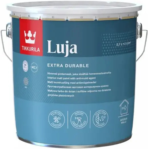 Тиккурила Luja Extra краска для стен и потолков для всех типов помещений (2.7 л) бесцветная база C полуматовая