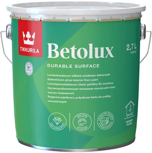 Тиккурила Betolux Floor органоразбавляемая краска для полов глянцевая (2.7 л) белая база A глянцевая gloss 270