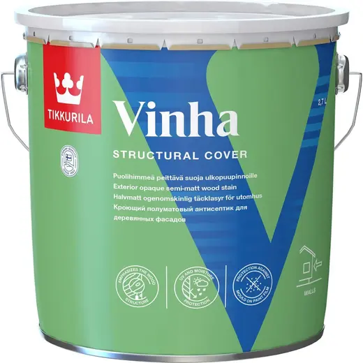 Тиккурила Vinha кроющий полуматовый антисептик для деревянных фасадов (2.7 л база VVA)