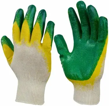 СВС перчатки рабочие х/б (10.5) белые/желтые/зеленые