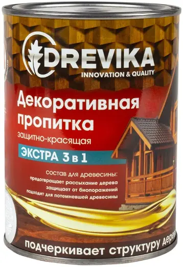 Drevika Экстра 3 в 1 пропитка декоративная защитно-красящая (800 мл) белая