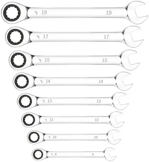 Goodking TKK-10008 набор ключей комбинированных трещоточных (8-19 мм)