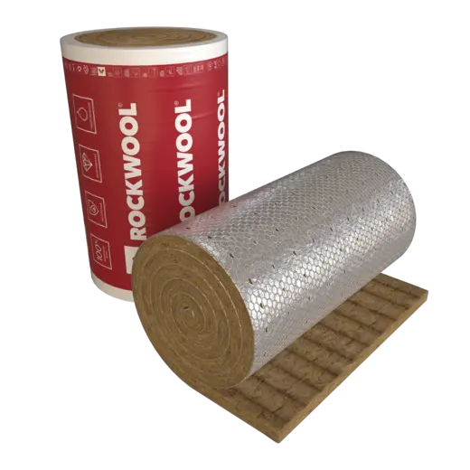 Rockwool Вайред Мат мат из каменной ваты с односторонним покрытием №80 (1*4 м/60 мм) фольга алюм. армир. (ALU) 80 кг/м3