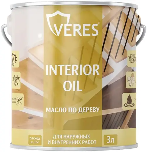 Veres Interior Oil масло по дереву для наружных и внутренних работ (3 л) бесцветная