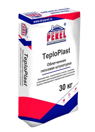 Perel Teplo Plast штукатурка гипсовая (30 кг) серая