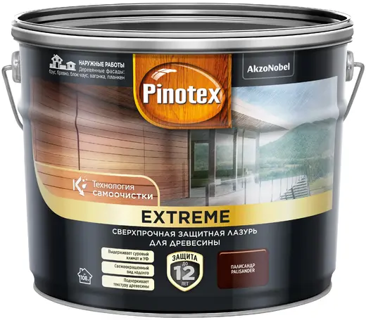 Пинотекс Extreme сверхпрочная защитная лазурь для древесины (9 л ) палисандр