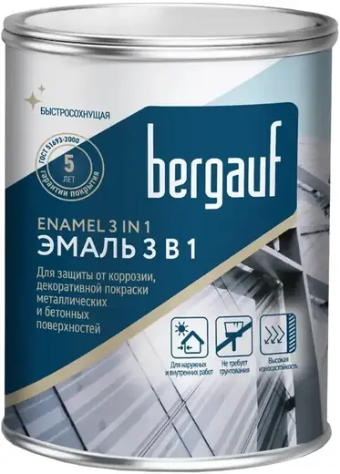 Bergauf Enamel 3 in 1 алкидно-уретановая грунт-эмаль (800 г) белая