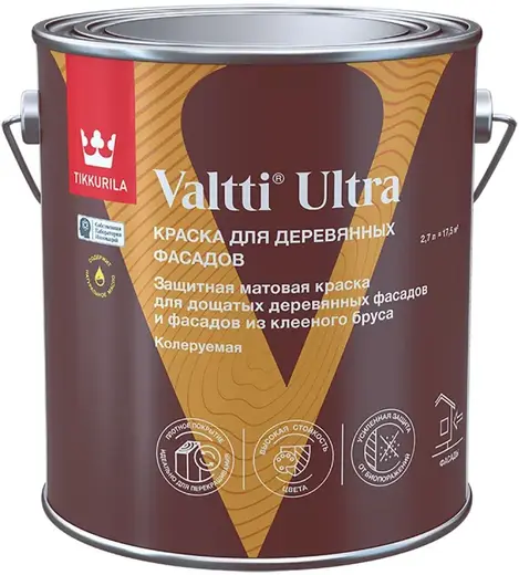 Тиккурила Valtti Ultra краска для деревянных фасадов (2.7 л) бесцветная