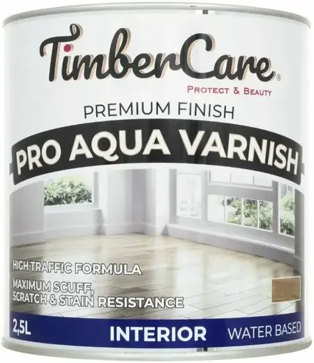 Timbercare Pro Aqua Varnish лак профессиональный износостойкий на водной основе (2.5 л) полуглянцевый