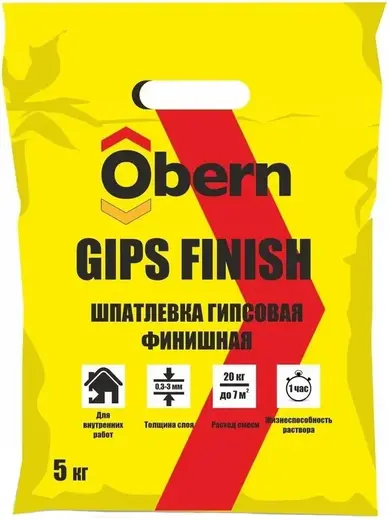 Obern Gips Finish шпатлевка гипсовая финишная (5 кг)