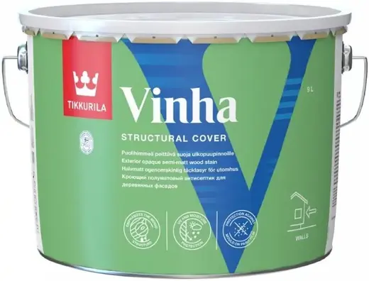 Тиккурила Vinha кроющий полуматовый антисептик для деревянных фасадов (9 л база VVA) №2673