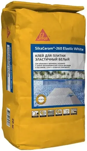 Sika Sikaceram-260 Elastic White клей для плитки эластичный (25 кг)