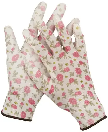 Grinda перчатки садовые (М) бело-розовые