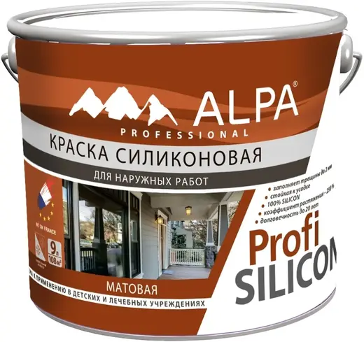 Alpa Professional Fasade Silicon краска фасадная матовая на основе силиконовых смол (9 л) бесцветная