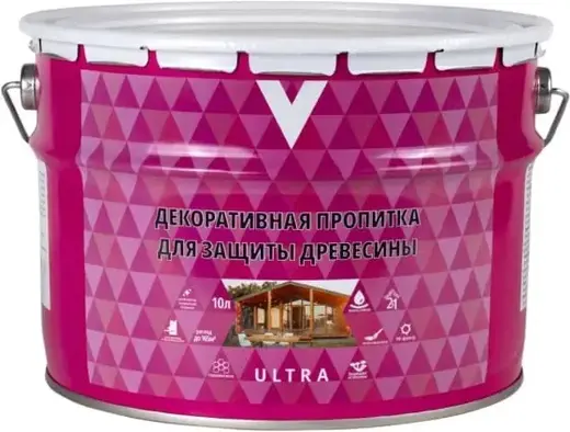 V Ultra пропитка декоративная для защиты древесины (10 л) белая