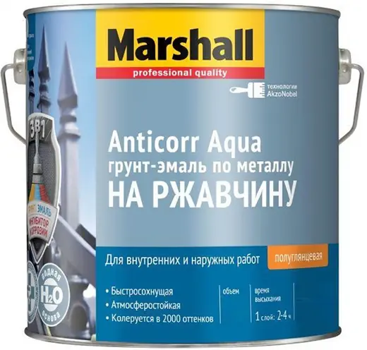 Marshall Anticorr Aqua грунт-эмаль по металлу на ржавчину (9 л) белая