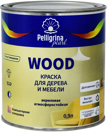 Pelligrina Pearl Wood краска для дерева и мебели акриловая атмосферостойкая (900 мл база А)