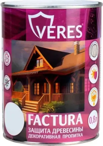 Veres Factura пропитка декоративная для защиты древесины (800 мл) белая