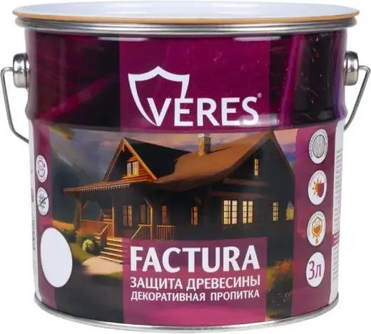 Veres Factura пропитка декоративная для защиты древесины (3 л) белая