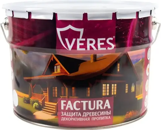 Veres Factura пропитка декоративная для защиты древесины (9 л) белая