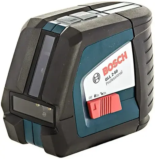 Bosch Professional GLL 2-50 нивелир лазерный линейный 1 лазерный нивелир + 3 батарейки 1.5 В LR6 (AA) + 1 чехол + 1 лазерный отражатель + 1 подставка