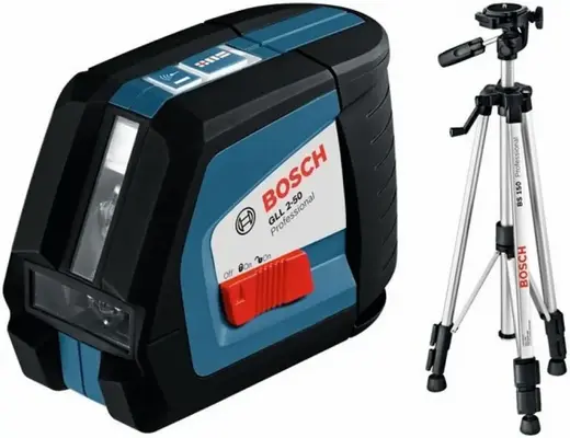 Bosch Professional GLL 2-50 нивелир лазерный линейный 1 лазерный нивелир + 3 батарейки 1.5 В LR6 (AA) + 1 чехол + 1 лазерный отражатель + 1 строительн