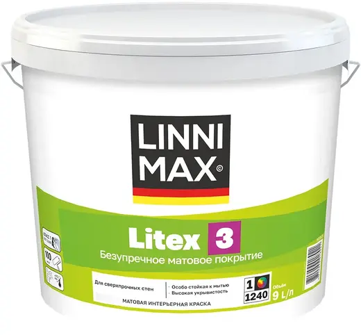 Linnimax Litex 3 краска интерьерная матовая (9 л)