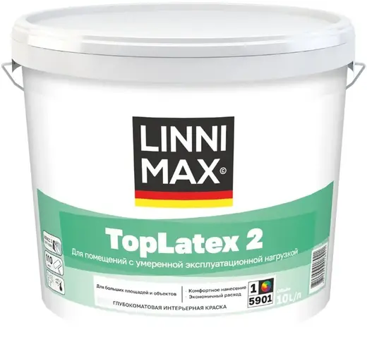 Linnimax Toplatex 2 краска интерьерная глубокоматовая (10 л)