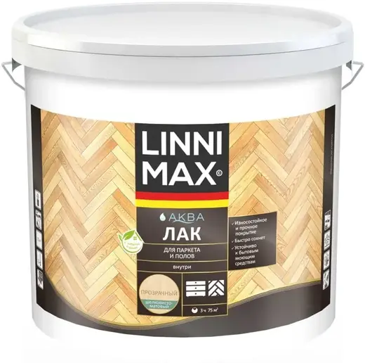 Linnimax лак алкидно-уретановый для паркета и полов (9 л) глянцевый