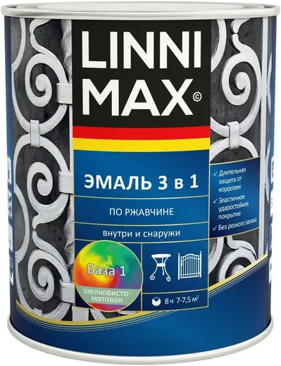 Linnimax эмаль 3 в 1 по ржавчине (750 мл)
