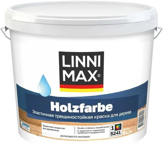 Linnimax Holzfarbe краска водно-дисперсионная для внутренних и наружных работ (9 л)