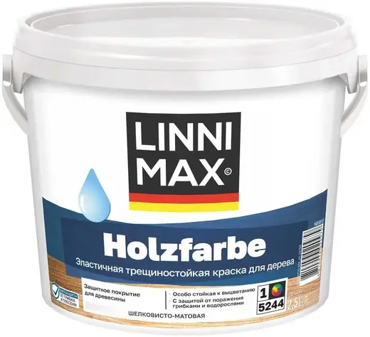 Linnimax Holzfarbe краска водно-дисперсионная для внутренних и наружных работ (2.5 л)