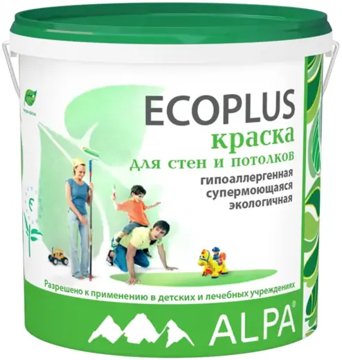 ecoplus (1 класс по din en 13300)гиппоалергенная латексная моющаяся краска для стен и потолков (экологичный продукт, супербелая, высокоукрывистая, эко