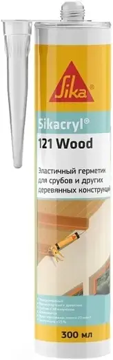 Sika Sikacryl-121 Wood эластичный паропроницаемый акриловый герметик для срубов (300 мл) антрацит