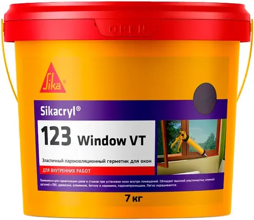 Sika Sikacryl-123 Window VT эластичный пароизоляционный герметик для окон (7 кг) бежевый