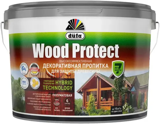 пропитка декоративная для защиты древесины dufa wood protect белый 9 л