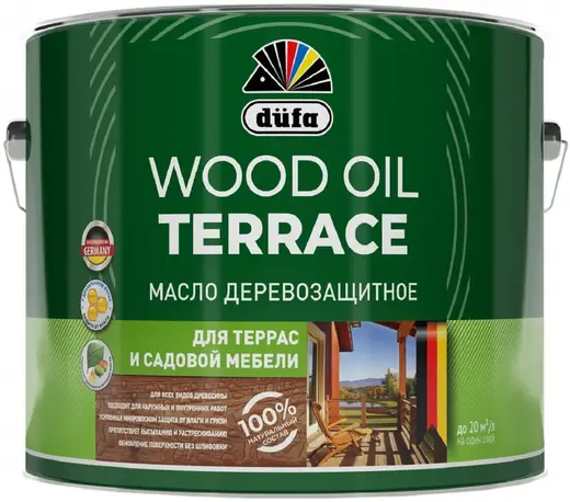 масло деревозащитное для террас и садовой мебели dufa wood oil terrace серый 9 л