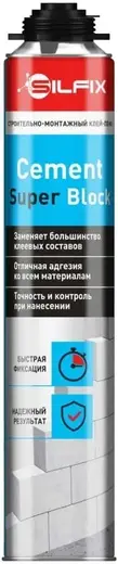 cement silfix super block, клей-пена для газобетонных блоков, 750 мл