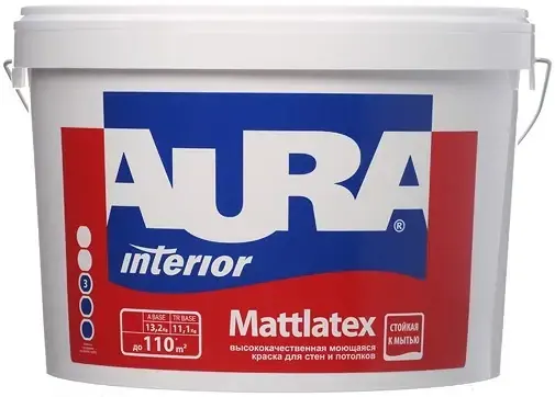 Aura Mattlatex моющаяся матовая краска для стен и потолков (2.7 л) черная