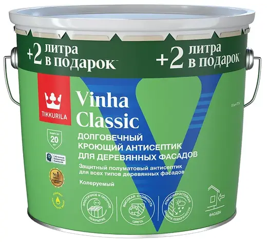 Тиккурила Vinha Classic кроющий полуматовый антисептик для деревянных фасадов (11 л база С/VC)