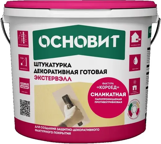 Основит Экстервэлл штукатурка декоративная силикатная готовая (25 кг 3 мм) короед