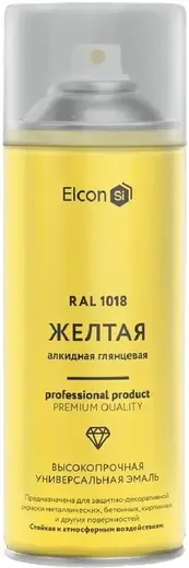 Elcon универсальная алкидная эмаль (520 мл) желтая RAL 1018 глянцевая