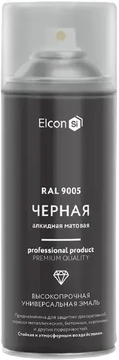 Elcon универсальная алкидная эмаль (520 мл) черная RAL 9005 матовая