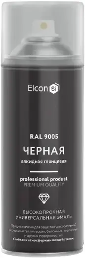 Elcon универсальная алкидная эмаль (520 мл) черная RAL 9005 глянцевая